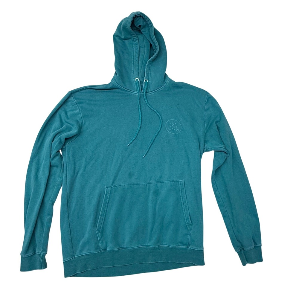 Lira Clothing Company Mens Teal Blue Pullover Hoodie Logo Graphic Sweatshirt L